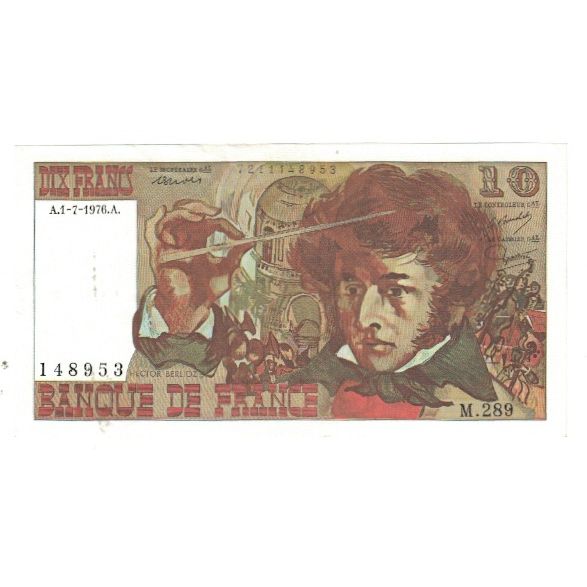 France, 10 Francs, Berlioz, 1976, M.289, UNC(65-70), KM:150c