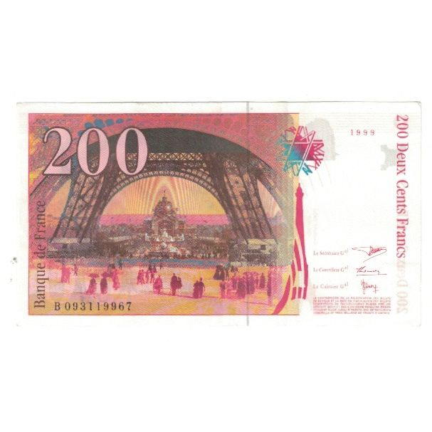 France, 200 Francs, Eiffel, 1999, B 093119967, AU(55-58), Fayette:75.05, KM:159c