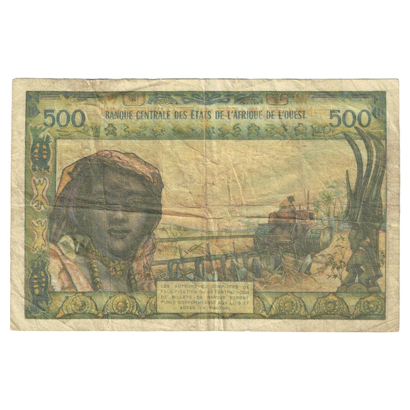 Banknote, West African States, 500 Francs, KM:702Kn, VF(20-25)