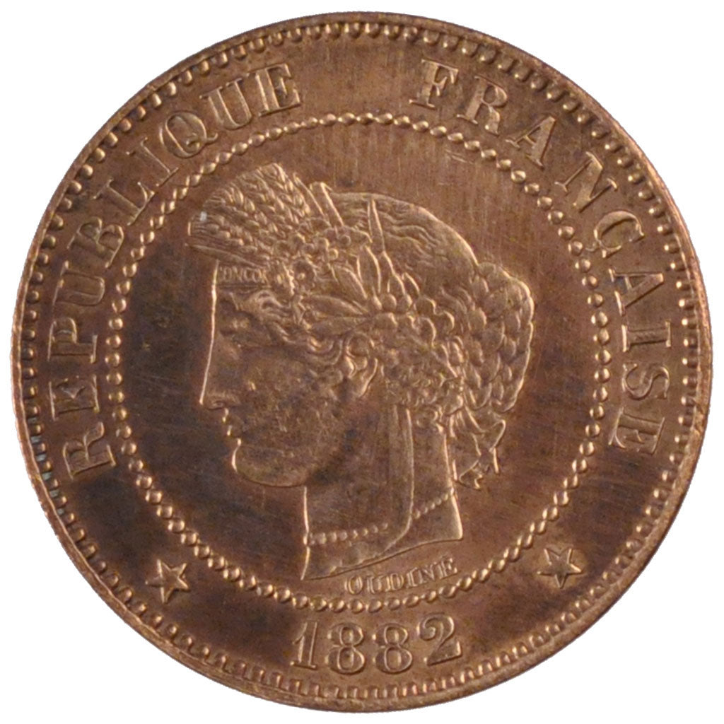 FRANCE, Cérès, 2 Centimes, 1882, Paris, KM #827.1, EF(40-45), Bronze, 20.2, G...