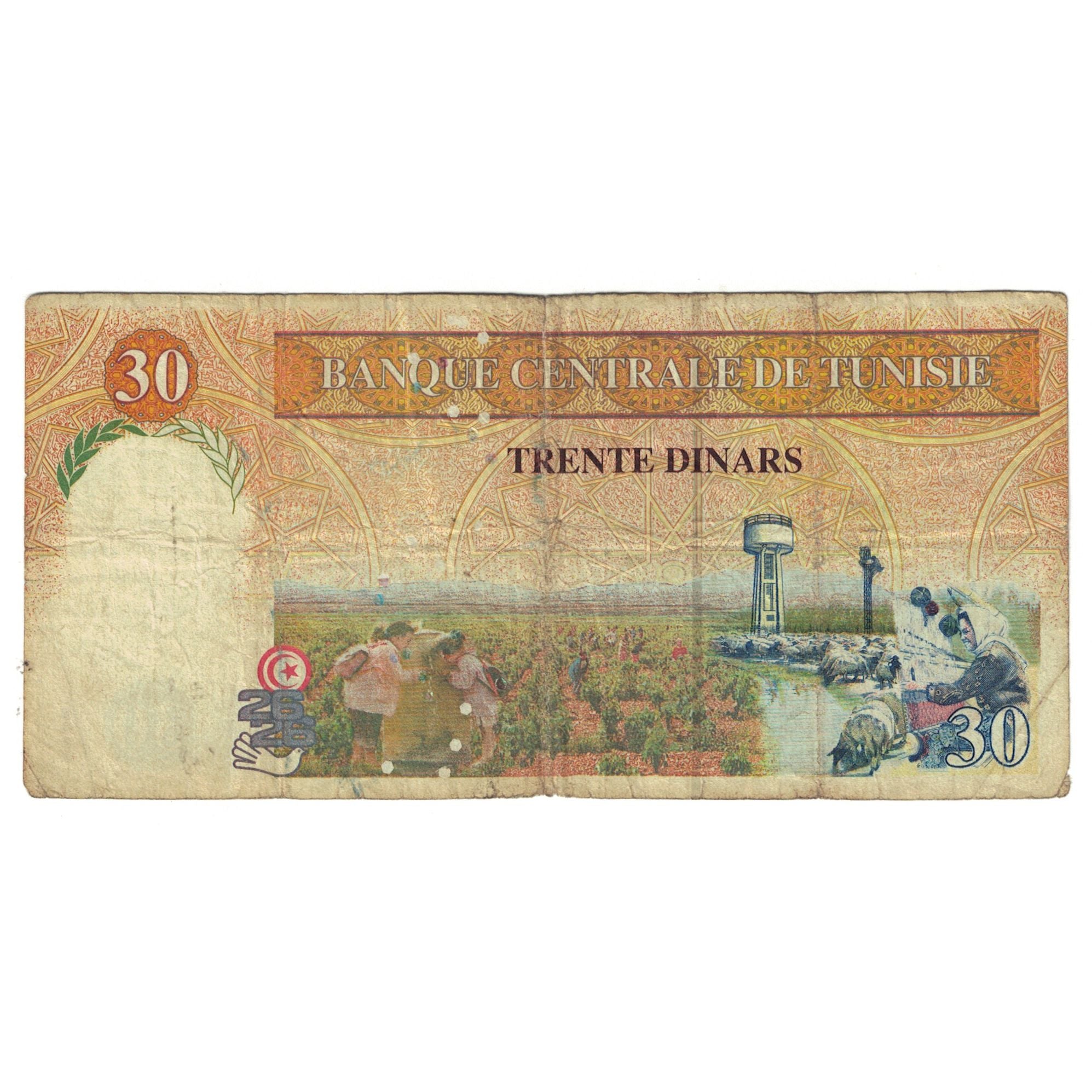 Banknote, Tunisia, 30 Dinars, 1997, 1997-11-07, KM:89, VF(20-25)