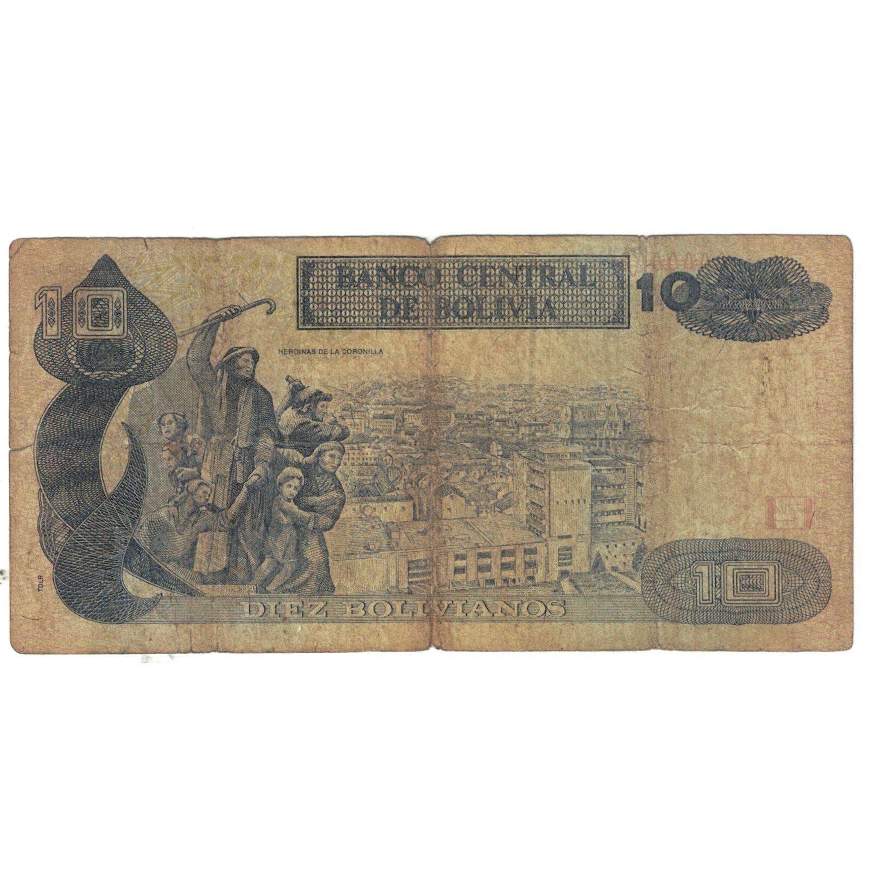 Billet, Bolivie, 10 Bolivianos, KM:204a, B+