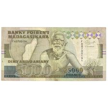 Banknot, Madagascar, 25,000 Francs = 5000 Ariary, KM:74a, EF(40-45)