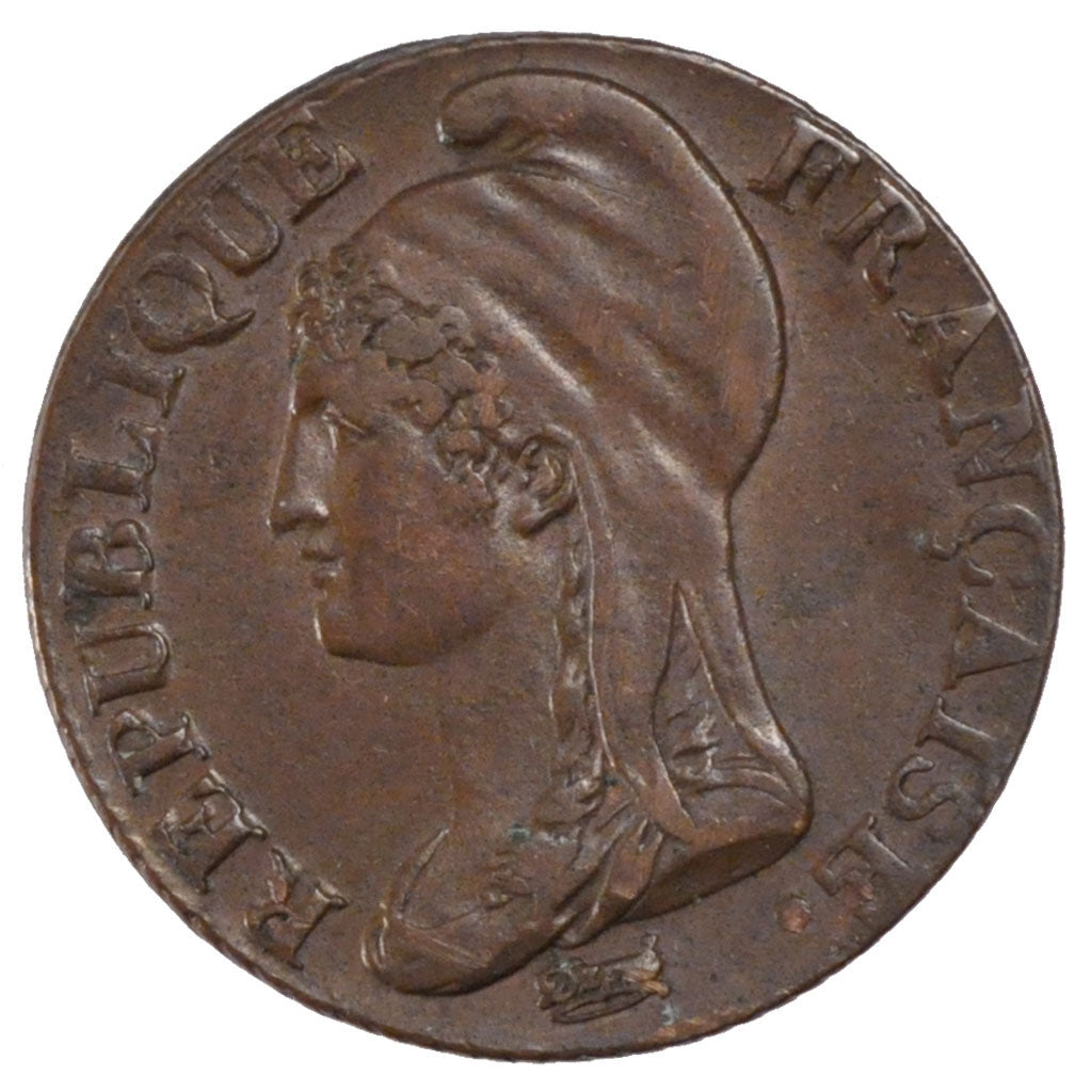 FRANCE, 5 Centimes, 1795, EF(40-45), Copper, Gadoury #124, 5.62