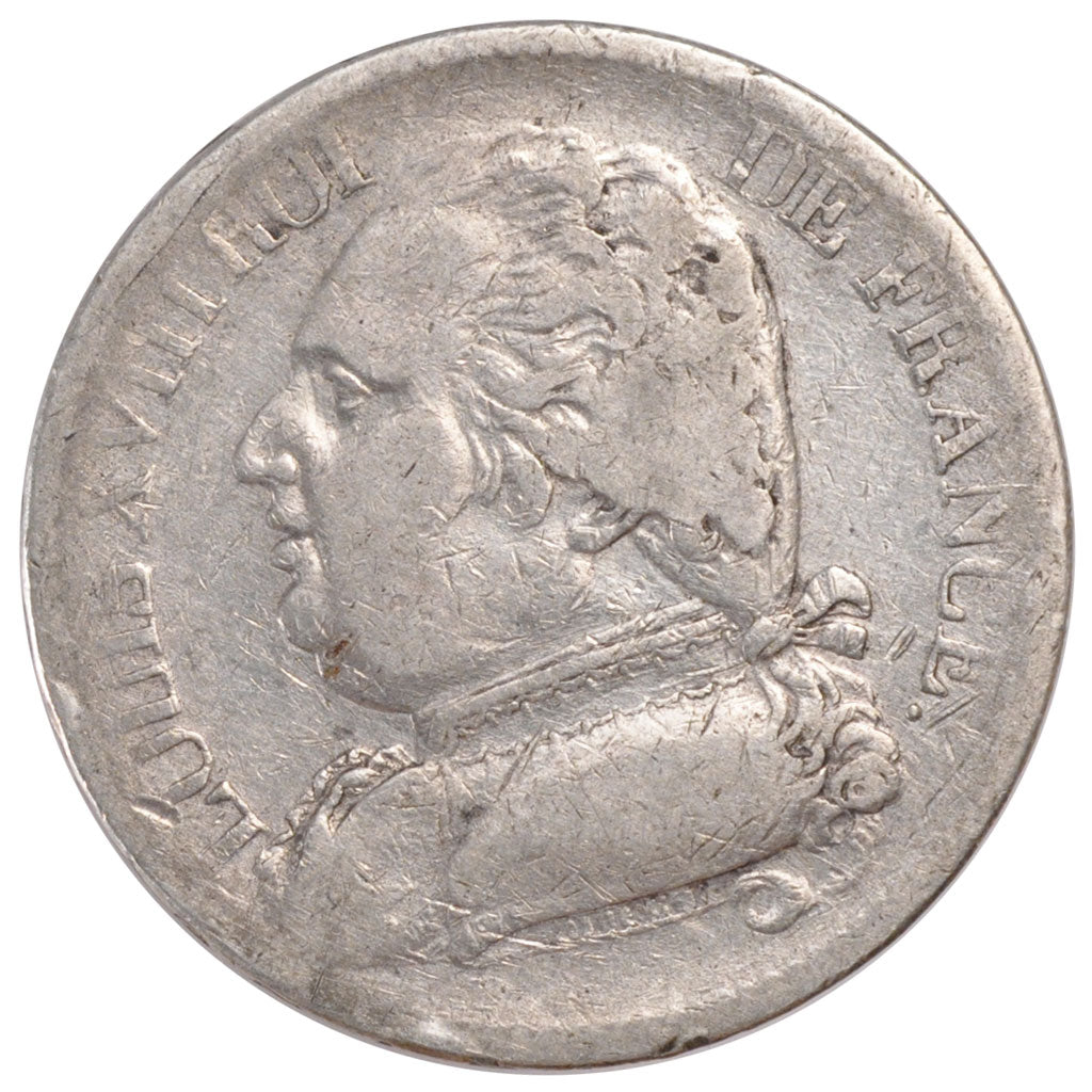 Francia, Louis XVIII, Louis XVIII, 5 Francs, 1814, Bayonne, B+, Argento, Gado...