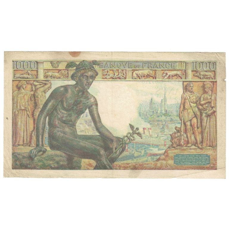 Francia, 1000 Francs, Déesse Déméter, 1942, M.1437 006, MB, Fayette:40.7