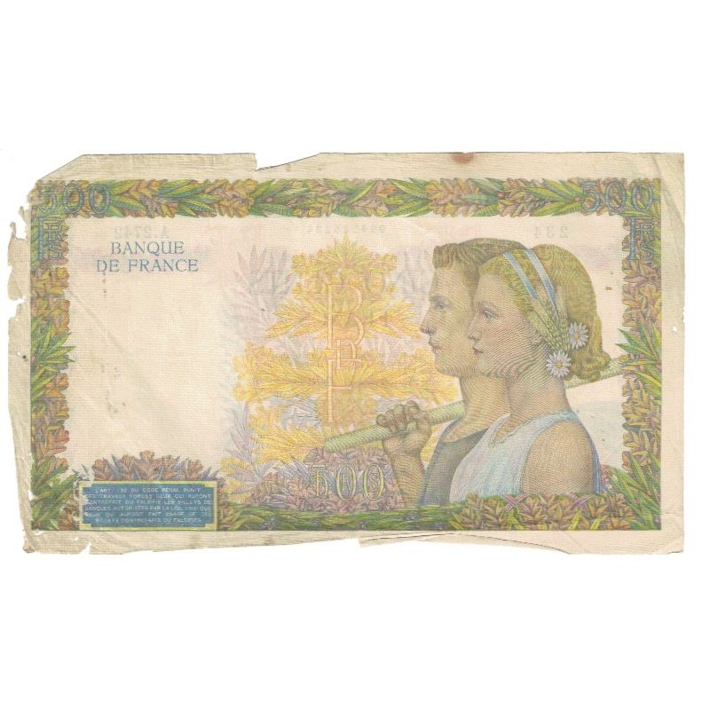 França, 500 Francs, La Paix, 1941, A.2742 234, F(12-15), Fayette:32.15, KM:95b
