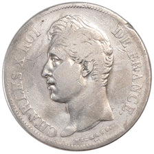 FRANCE, Charles X, 5 Francs, 1827, Paris, KM #728.1, F(12-15), Silver, Gadoury..