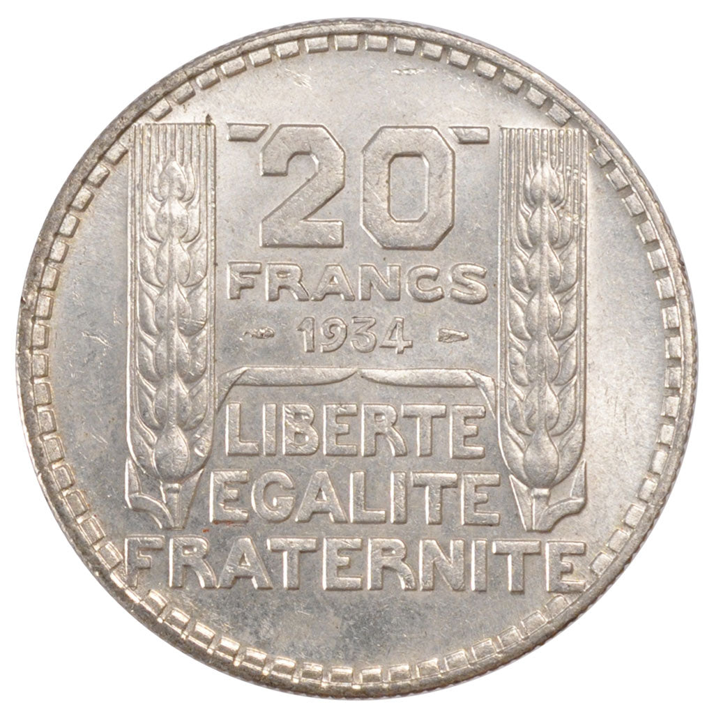Francia, Turin, 20 Francs, 1934, SPL-, Argento, Gadoury:852