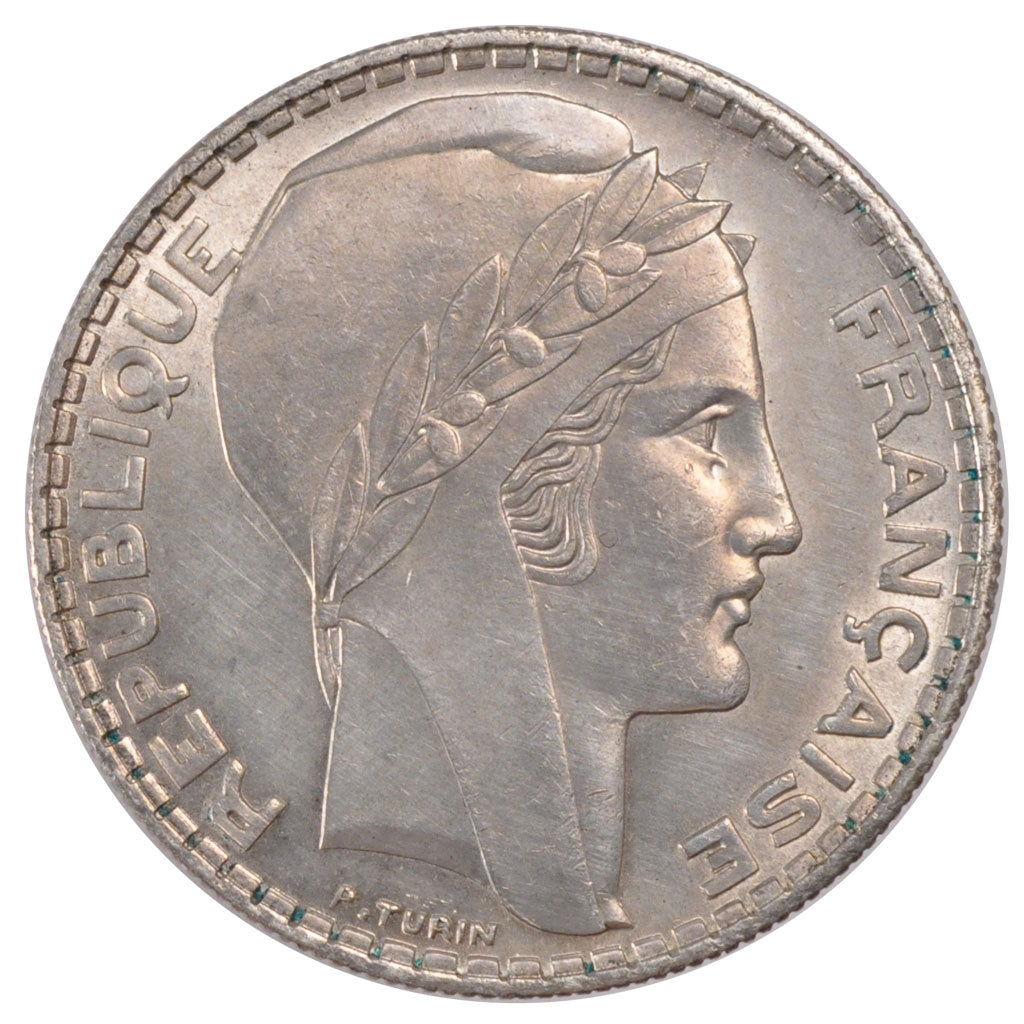 FRANCE, Turin, 20 Francs, 1938, Paris, KM #879, AU(55-58), Silver, 35, Gadoury..