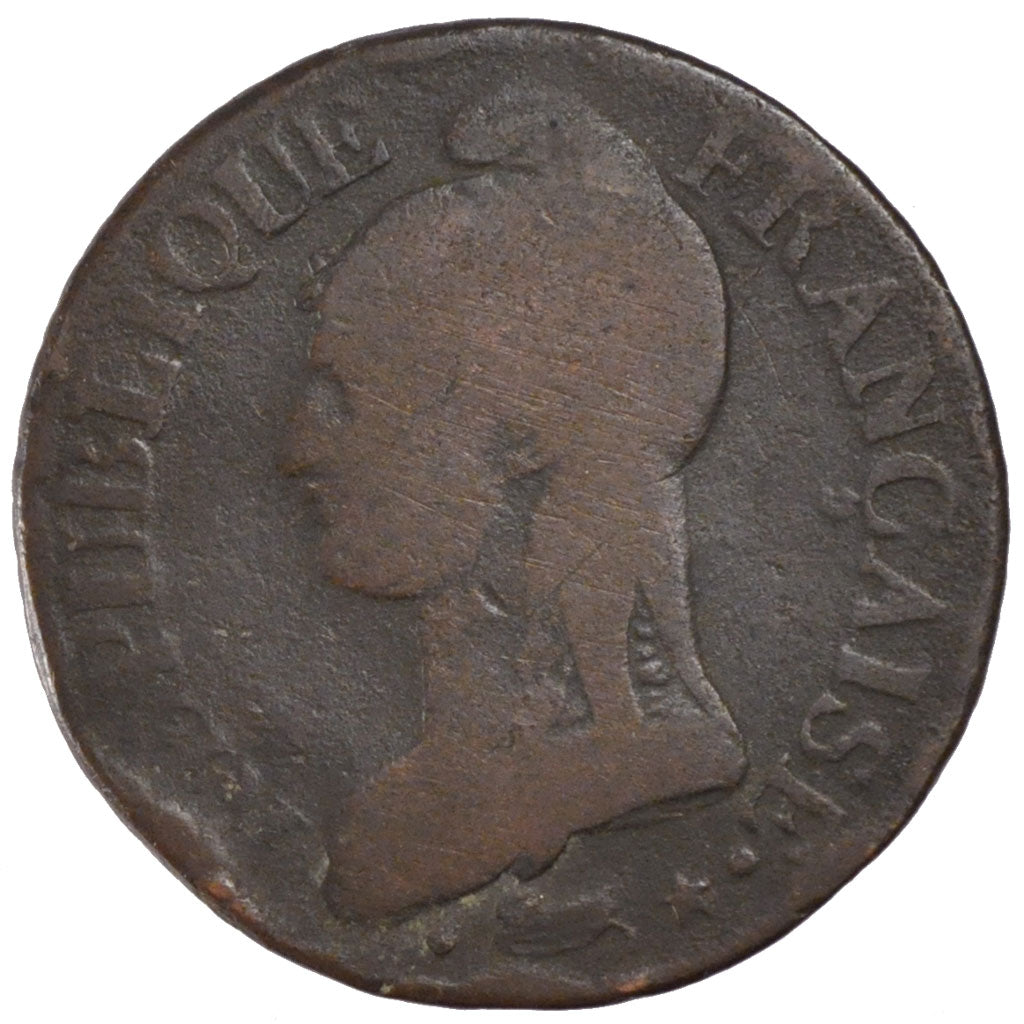 FRANCE, Dupré, 5 Centimes, 1798, Lille, KM #640.11, F(12-15), Bronze, Gadoury #.