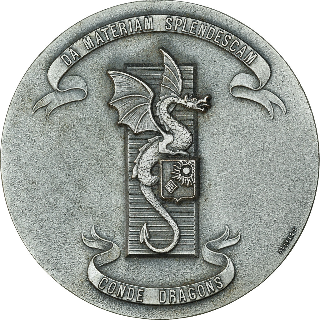 France, Medal, Armée, Régiment, Condé Dragon, Delsart, AU(50-53), Silvered