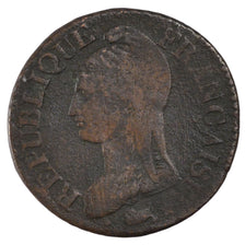 FRANCE, 5 Centimes, 1799, Lille, VF(20-25), Bronze, Gadoury #126a, 8.21