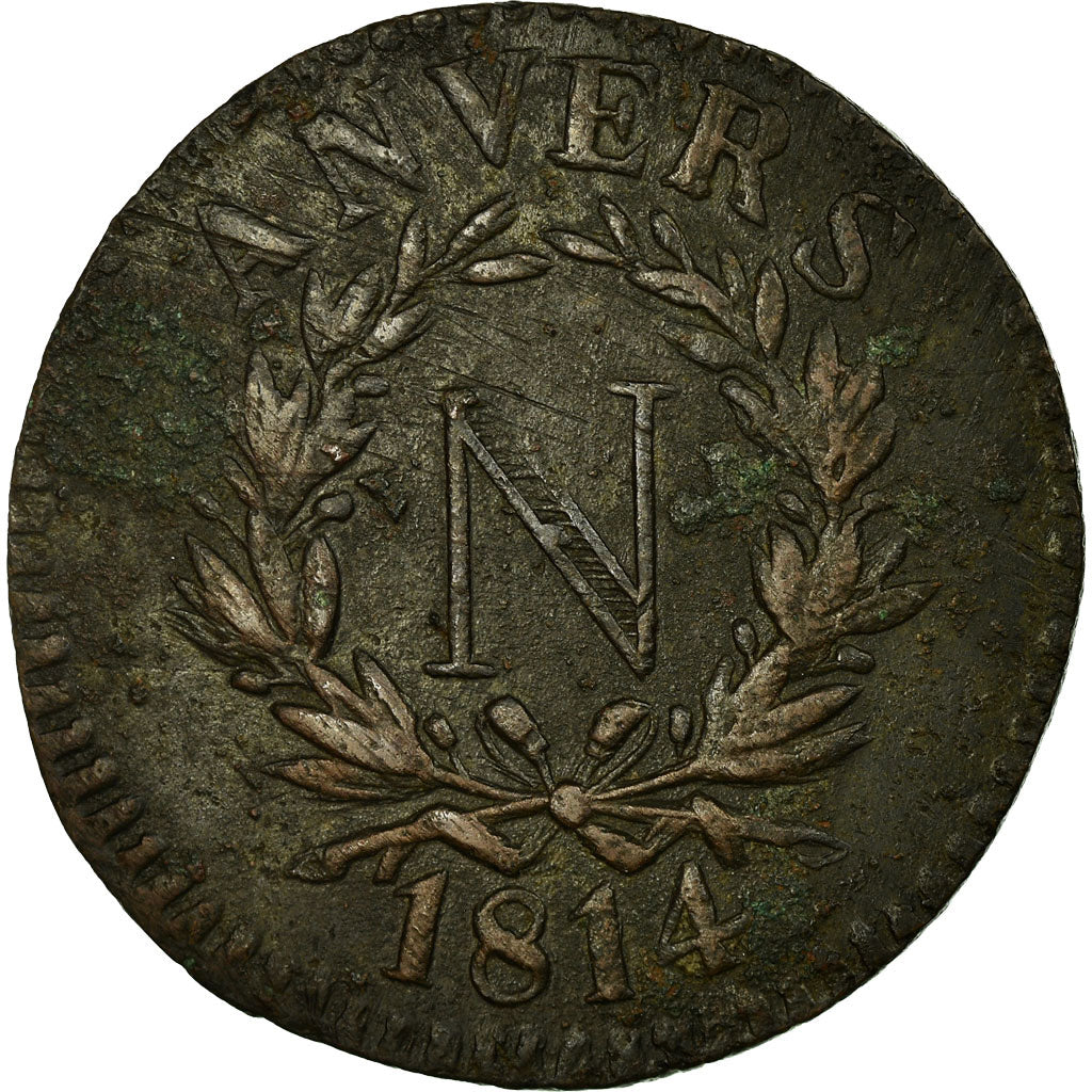 Coin, FRENCH STATES, ANTWERP, 5 Centimes, 1814, EF(40-45), Bronze, Gadoury:129a