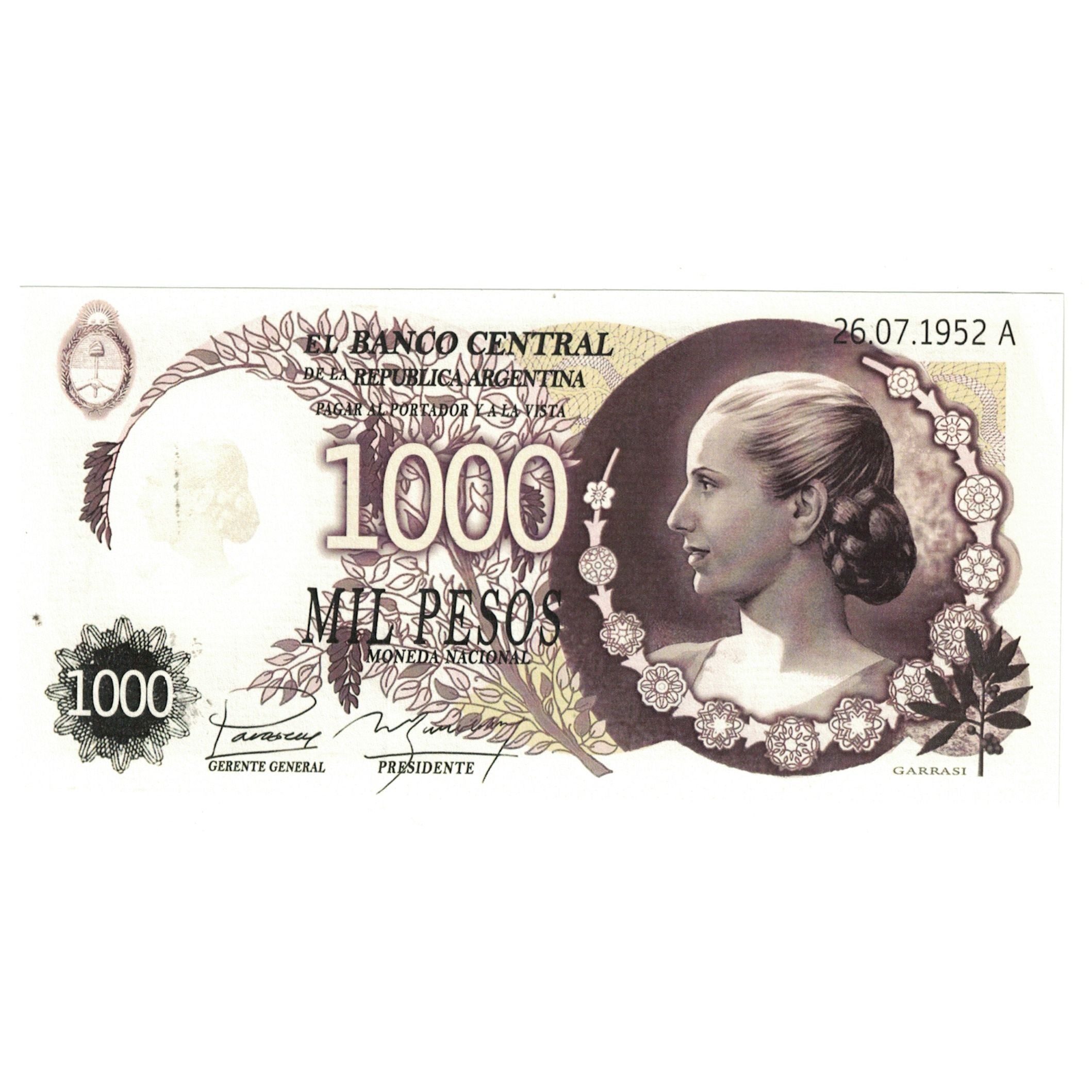 Banconote, Argentina, 1000 Pesos, 1952, 1952-07-26, TOURIST BANKNOTE, FDS