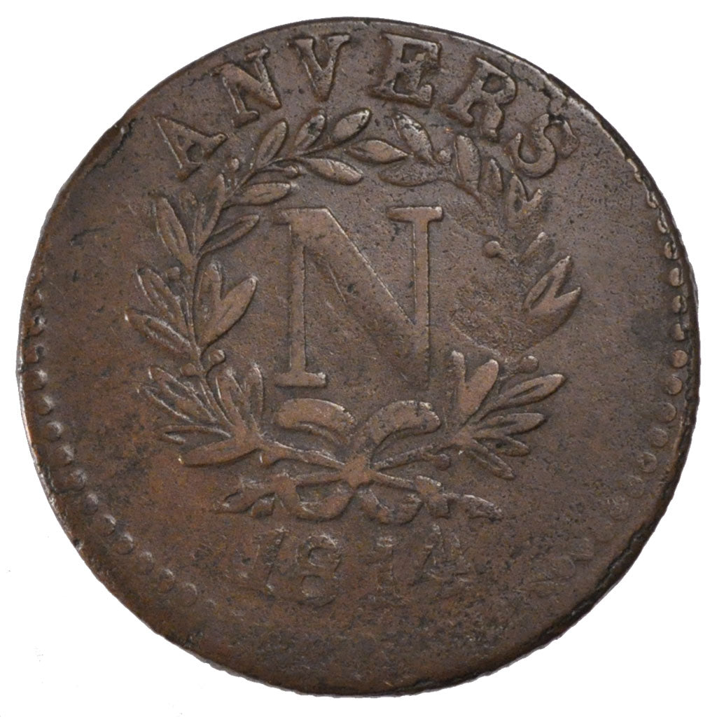FRANCE, 5 Centimes, 1814, VF(20-25), Bronze, Gadoury #129a, 13.22