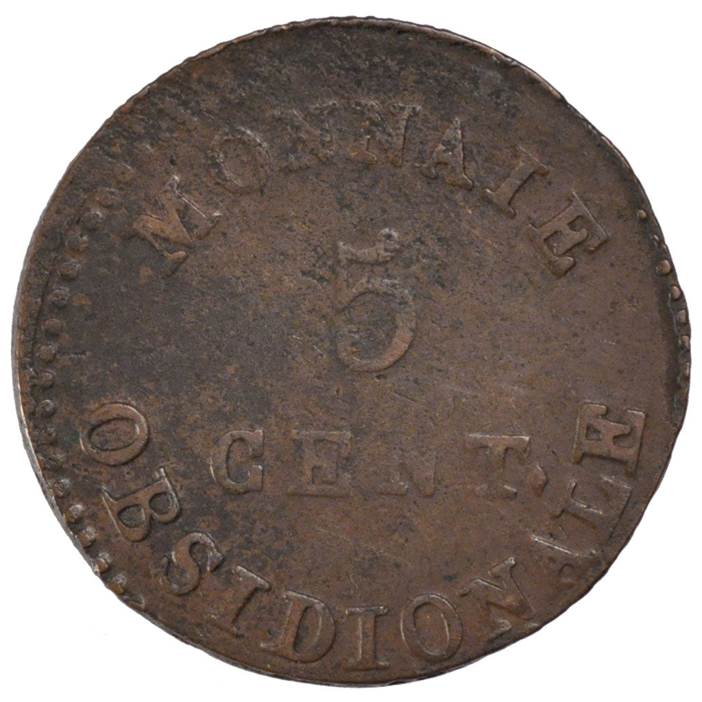 FRANCE, 5 Centimes, 1814, VF(20-25), Bronze, Gadoury #129a, 13.22