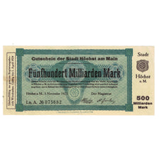 Banknote, Germany, Höchst a.M. Stadt, 500 Milliarden Mark, roue, 1923