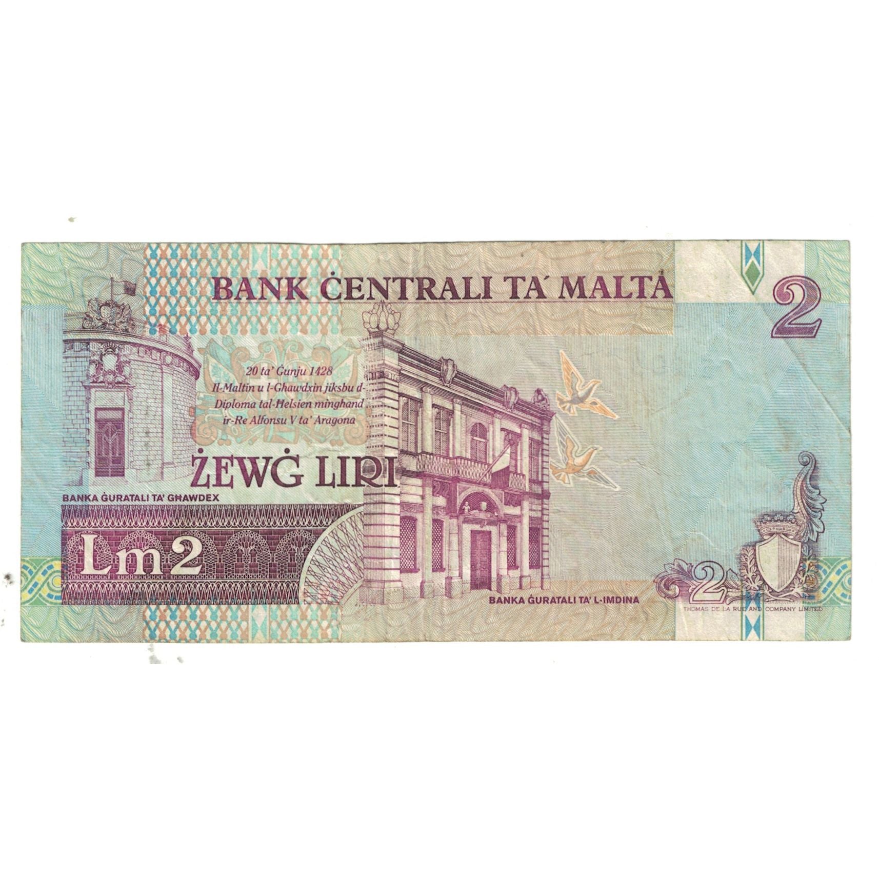 Banknote, Malta, 2 Liri, KM:45a, EF(40-45)