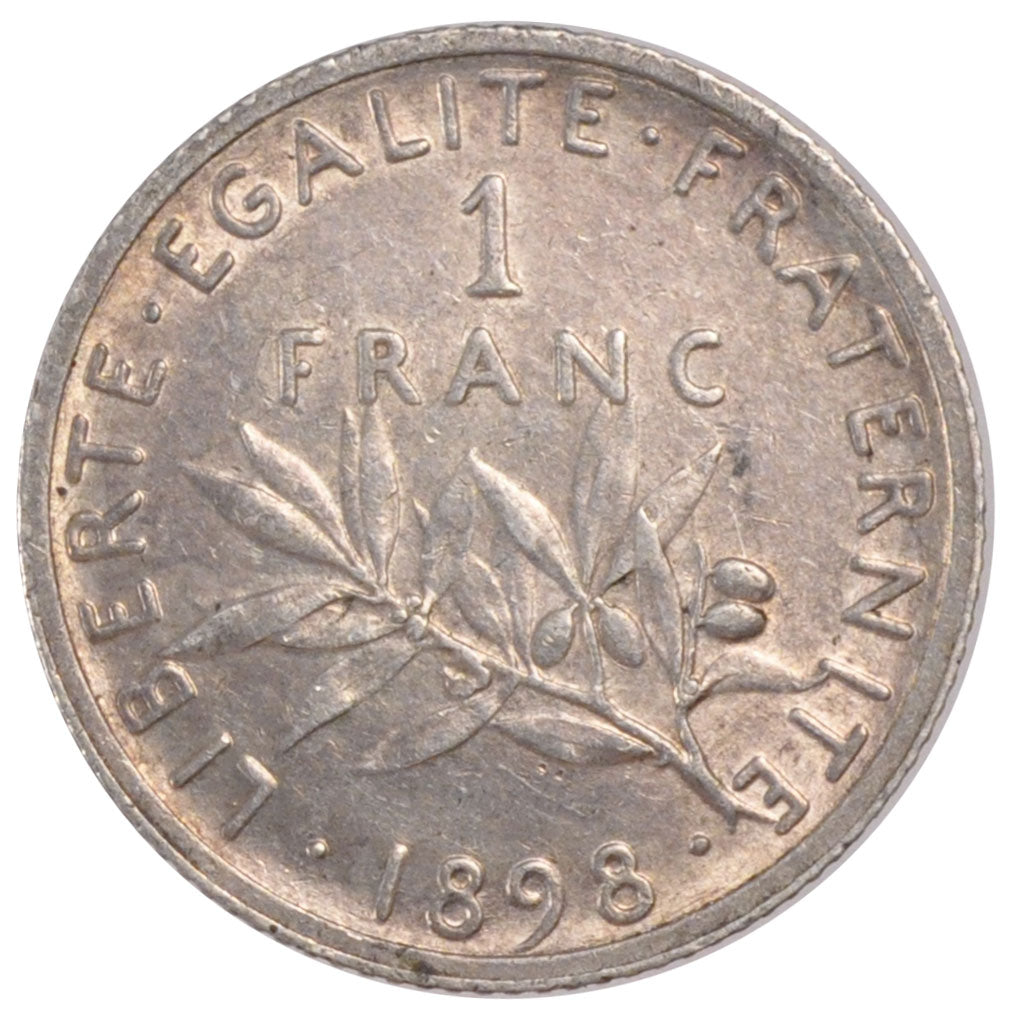 FRANCE, 1 Franc, 1898, AU(55-58), Silver, Gadoury #467, 5.01