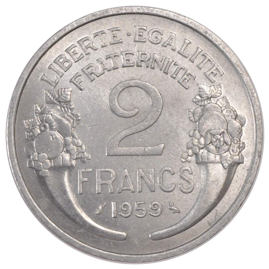 FRANCE, 2 Francs, 1959, MS(60-62), Aluminium, Gadoury #538c, 2.25