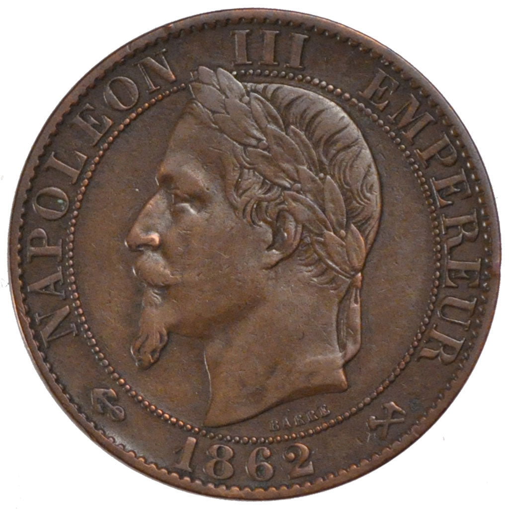 FRANCE, Napoléon III, 5 Centimes, 1862, Bordeaux, KM #797.3, EF(40-45), Bronze,