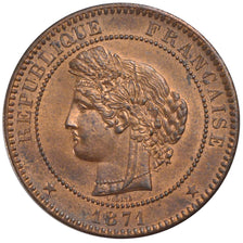 FRANCE, Cérès, 10 Centimes, 1871, Paris, KM #815.1, MS(60-62), Bronze, Gadoury #