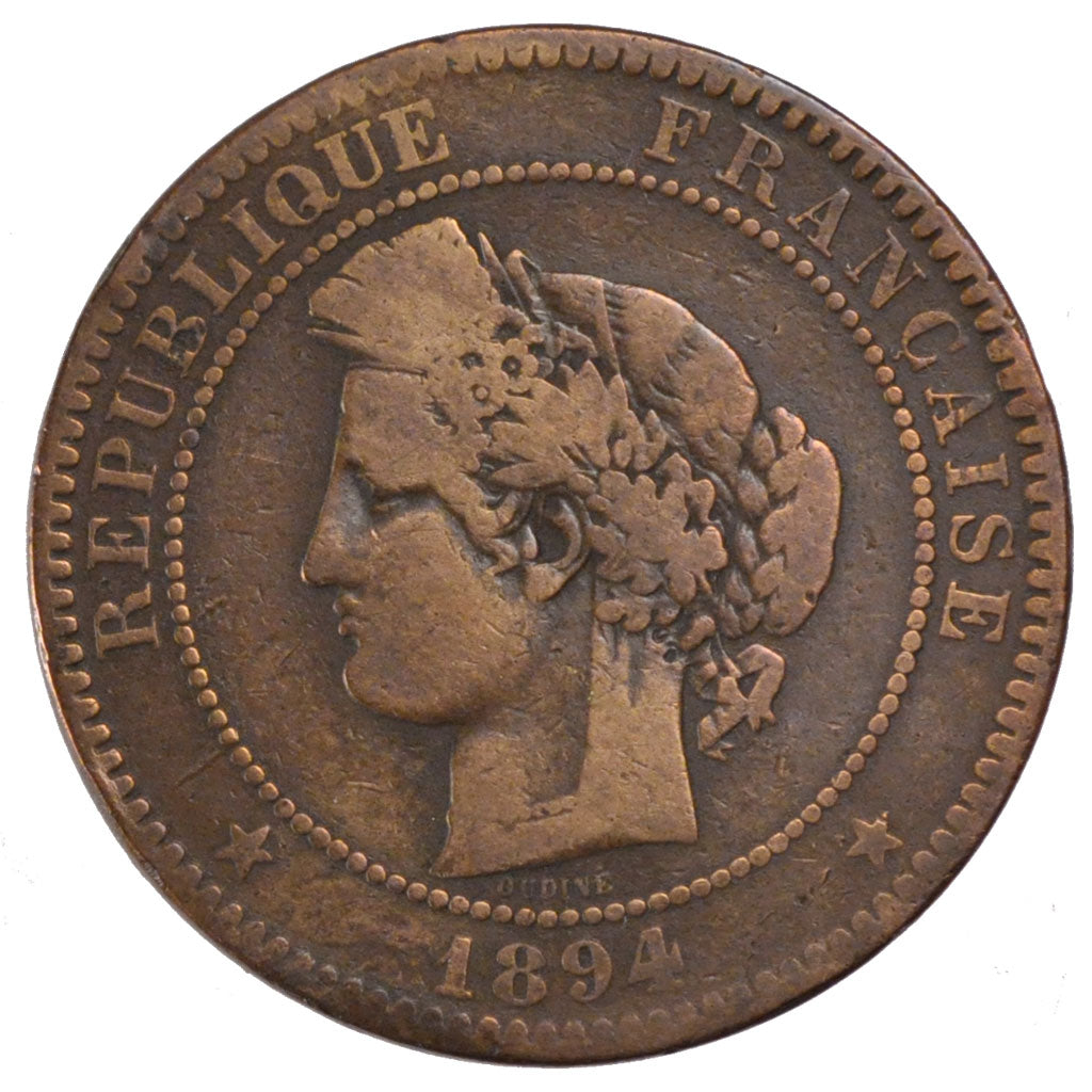 FRANCE, Cérès, 10 Centimes, 1894, Paris, KM #815.1, VF(20-25), Bronze, Gadoury #