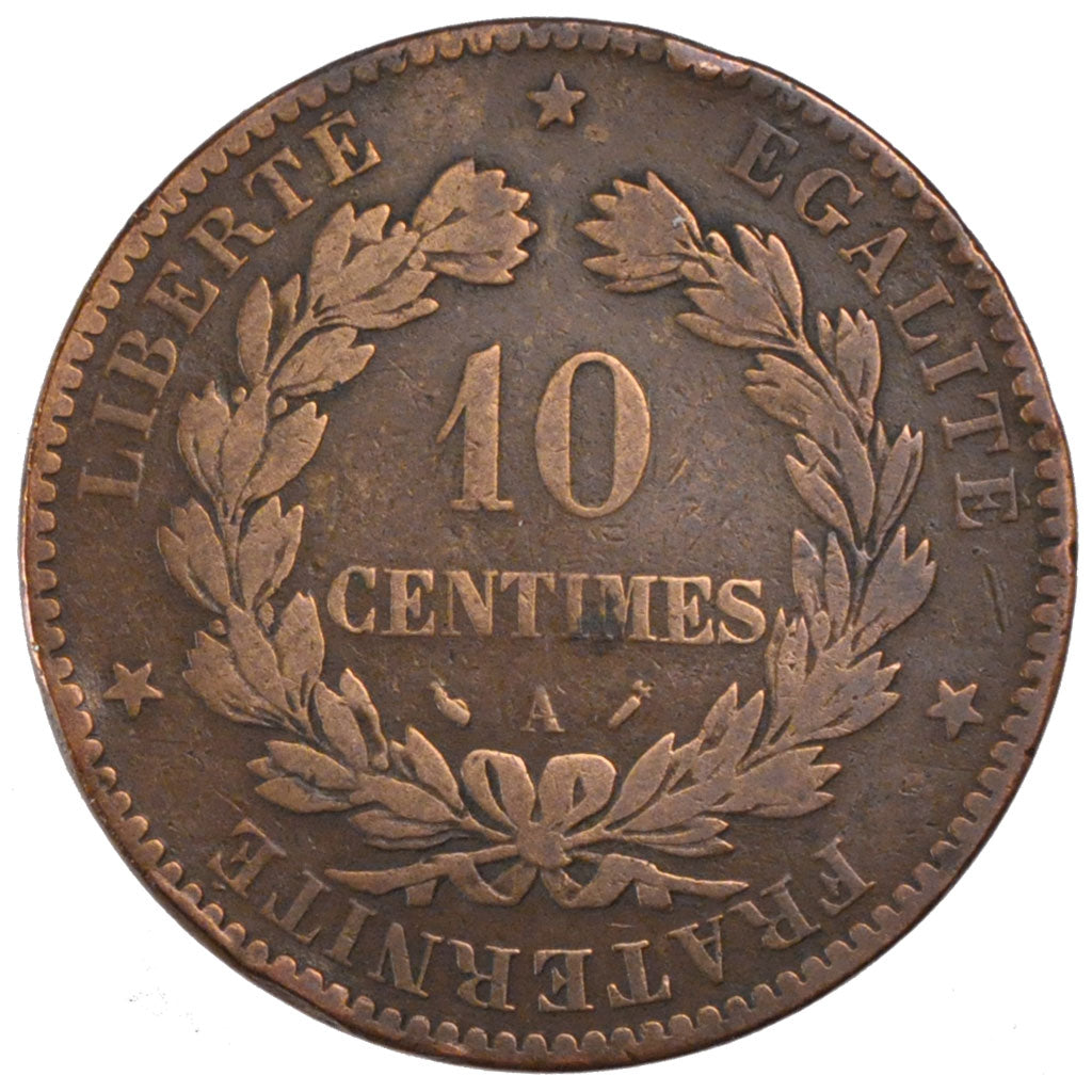 FRANCE, Cérès, 10 Centimes, 1894, Paris, KM #815.1, VF(20-25), Bronze, Gadoury #