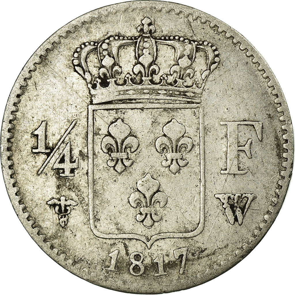 Coin, France, Louis XVIII, Louis XVIII, 1/4 Franc, 1817, Lille, VF(30-35)