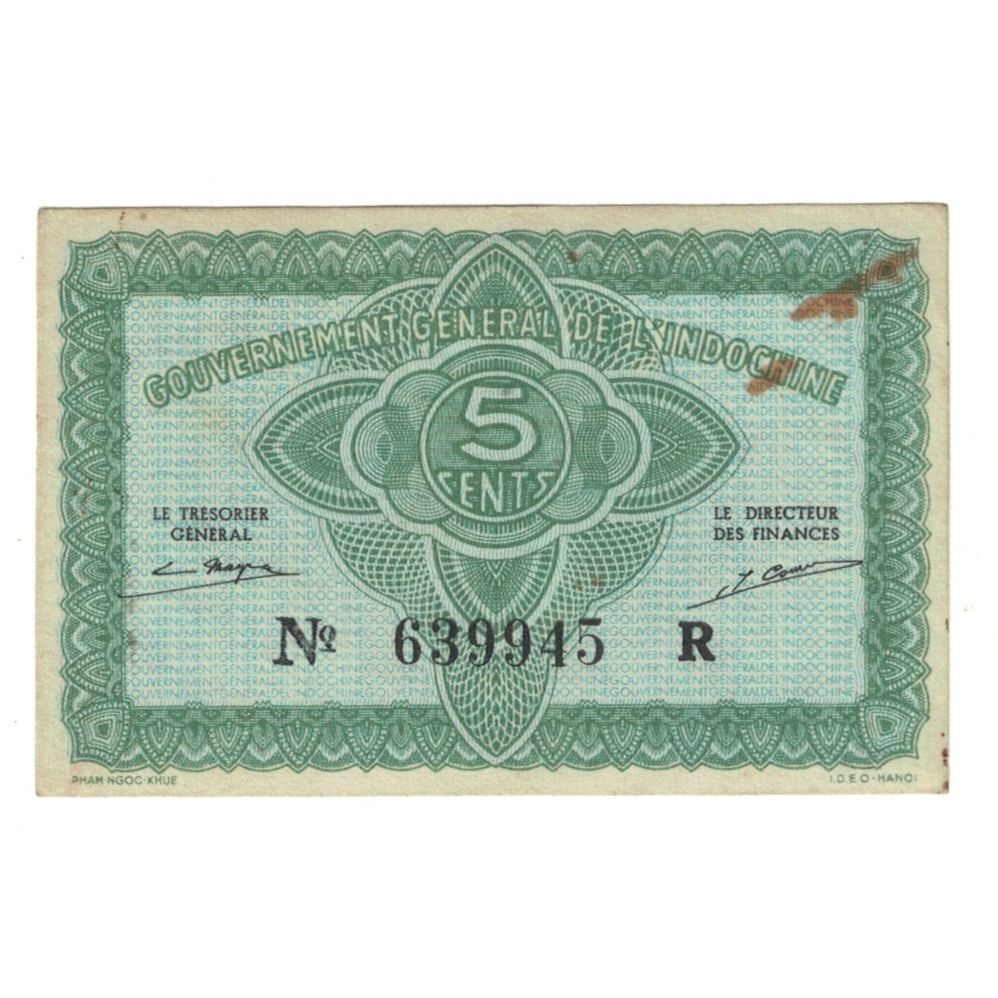 Billet, Indochine française, 5 Cents, Undated (1942), KM:88a, TB