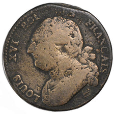 FRANCE, 12 deniers français, 12 Deniers, 1792, Strasbourg, KM #601, VG(8-10), B.