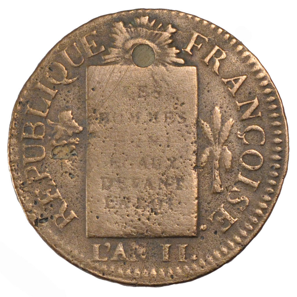 FRANCE, Sol aux balances françoise, Sol, 1793, Strasbourg, KM #619.4, VF(30-35),