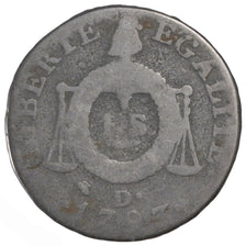 FRANCE, Sol aux balances françoise, Sol, 1793, Lyon, KM #619.5, F(12-15), Bronze