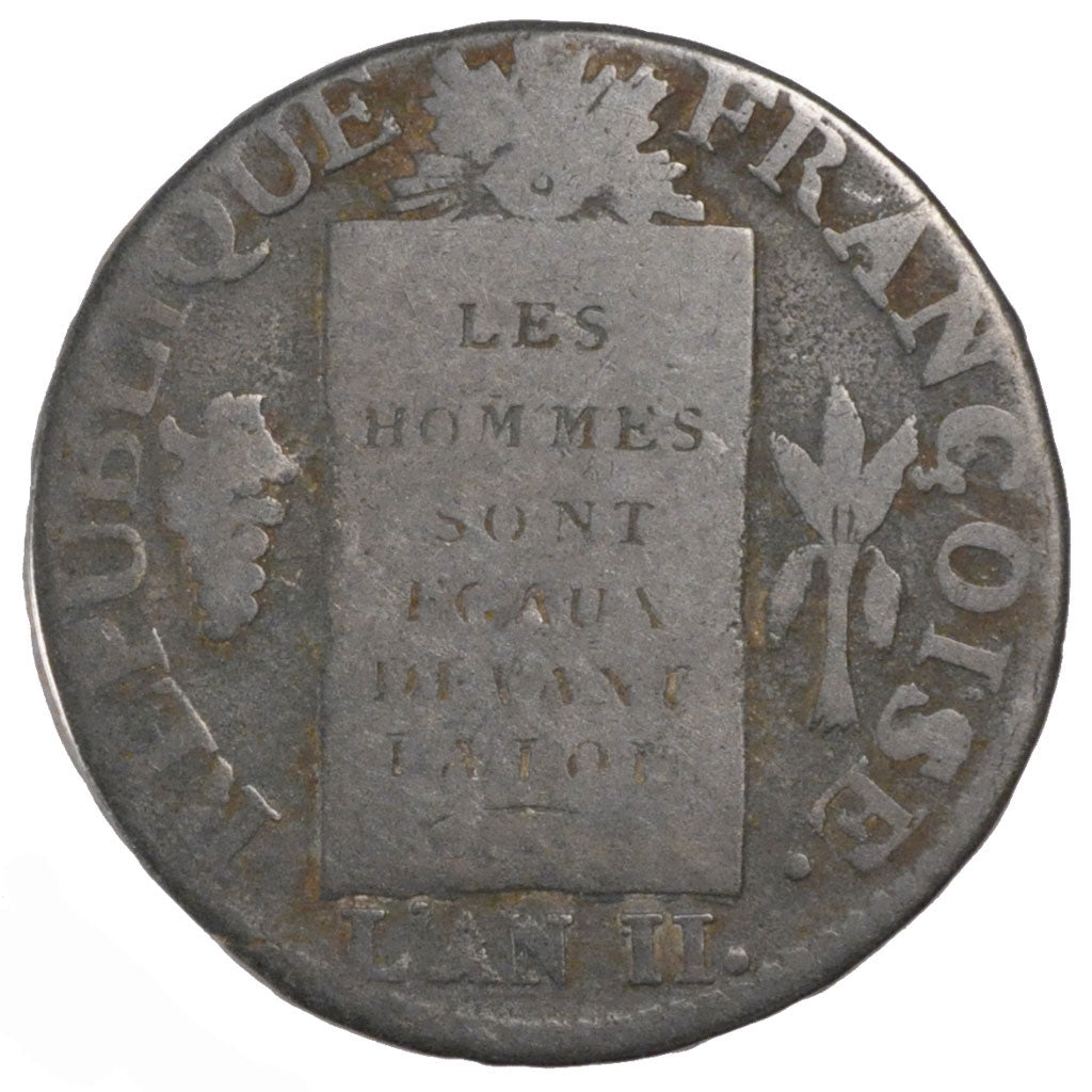 FRANCE, Sol aux balances françoise, Sol, 1793, Lyon, KM #619.5, F(12-15), Bronze