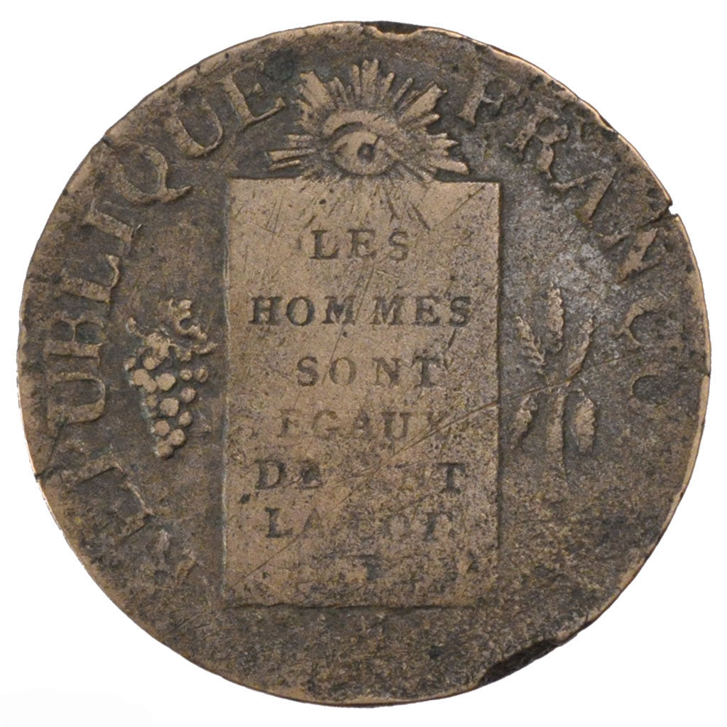 FRANCE, Sol aux balances françoise, Sol, 1793, Nantes, KM #619.11, F(12-15), B..