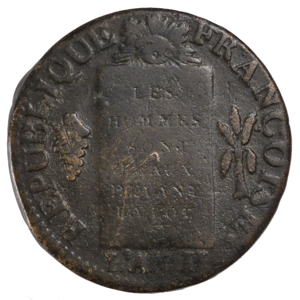 FRANCE, Sol aux balances non daté, Sol, 1794, Metz, KM #620.1, VF(20-25), Bronze
