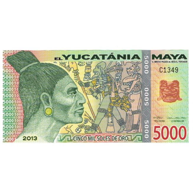 Billete, 5000 Soles De Oro, 2013, México, YUCATANIA MAYA, UNC