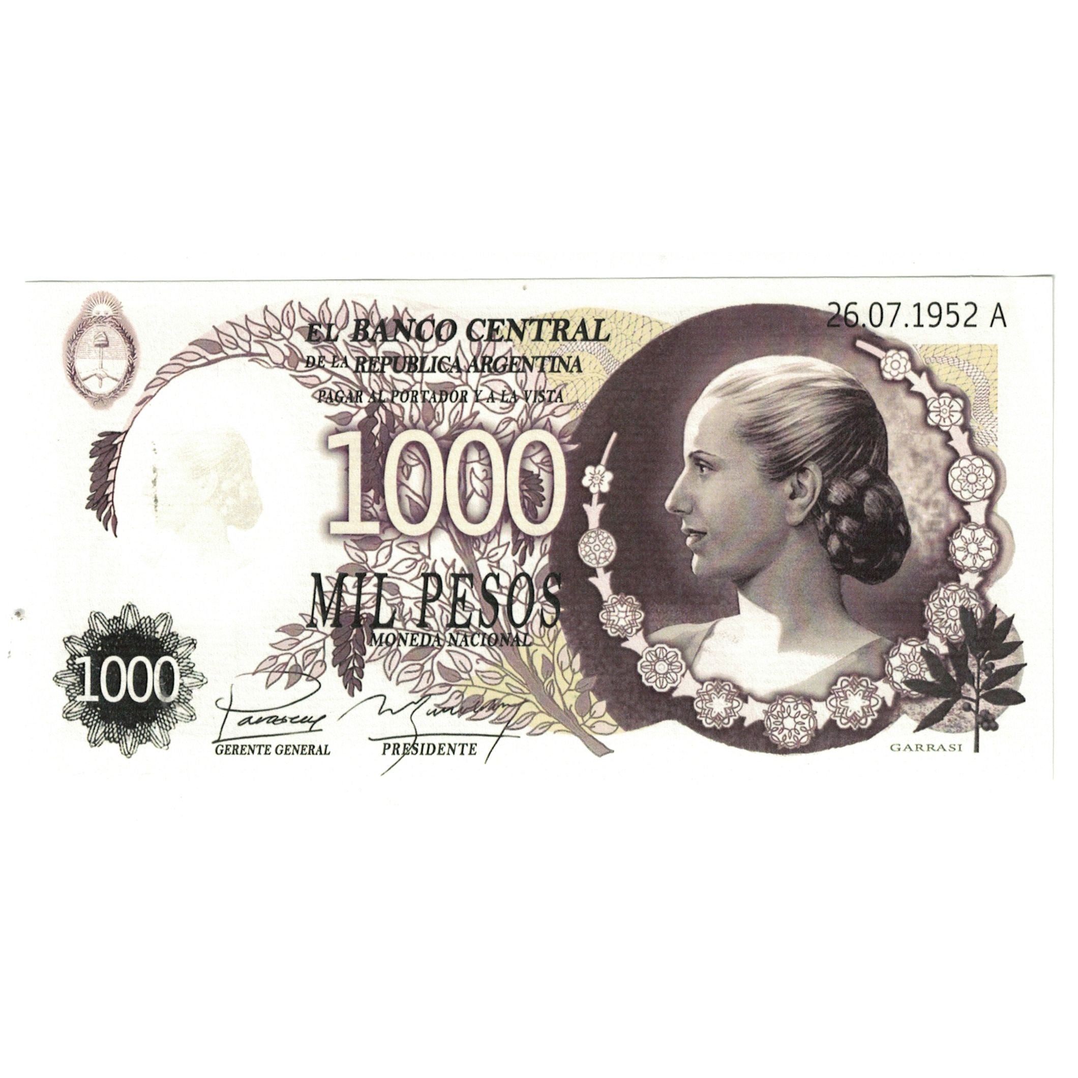 Banknote, Argentina, 1000 Pesos, 1952, 1952-07-26, FANTASY BANKNOTE, UNC(65-70)