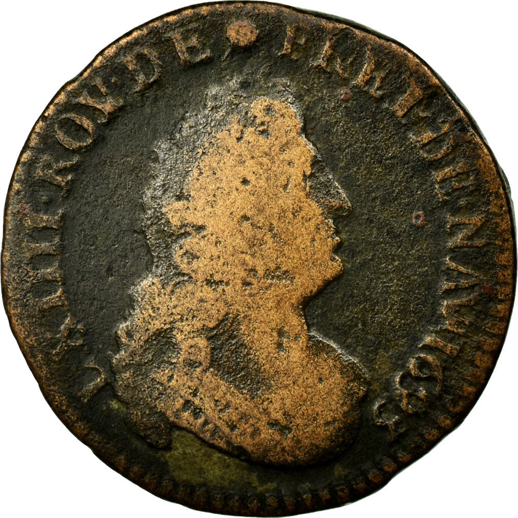 Monnaie, France, Louis XIV, Liard de France au buste âgé, troisième type