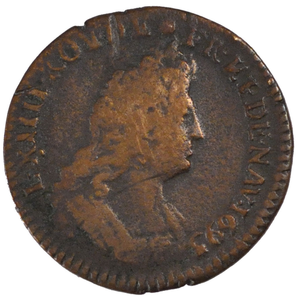 FRANCE, Liard de France au buste âgé, troisième type, Liard, 1693, Lille, KM #28