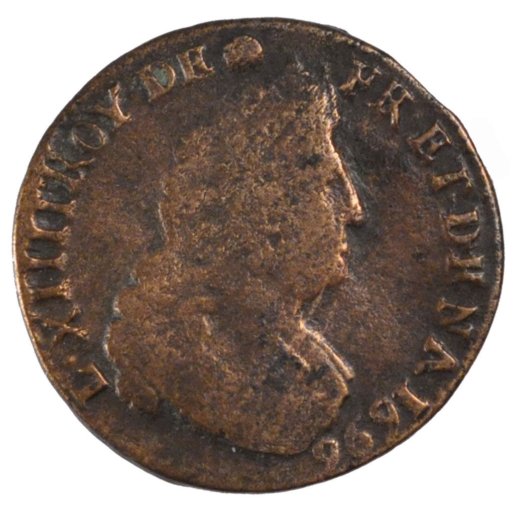 Francia, Louis XIV, Liard de France au buste âgé, troisième type, Liard, 1...