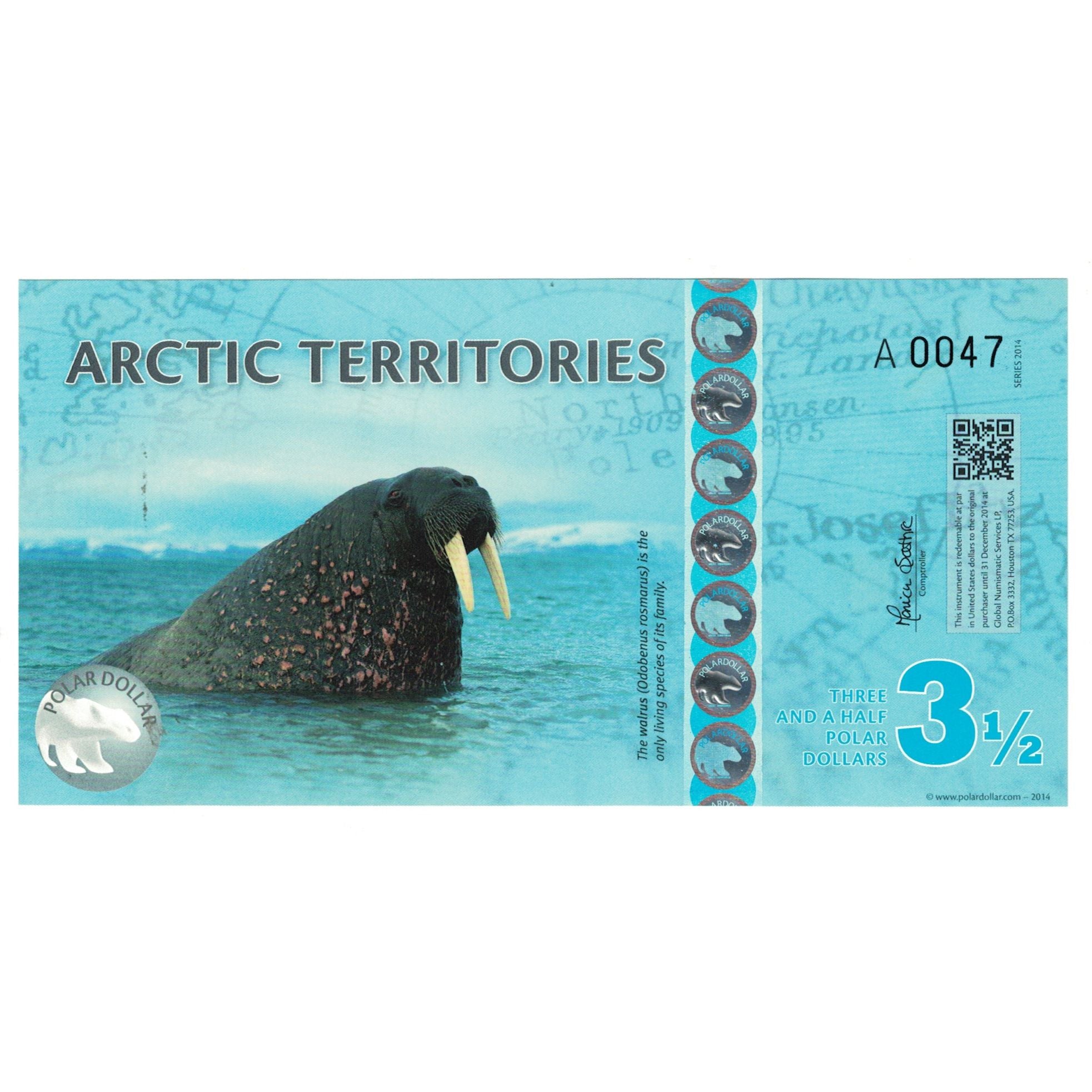 Banknote, United States, Dollar, 2014, 3,5 DOLLAR ARTIC TERRITORIES, UNC(65-70)
