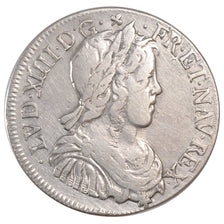 FRANCE, 1/2 Écu à la mèche longue, 1/2 ECU, 1647, Montpellier, KM #164.14, VF(3.