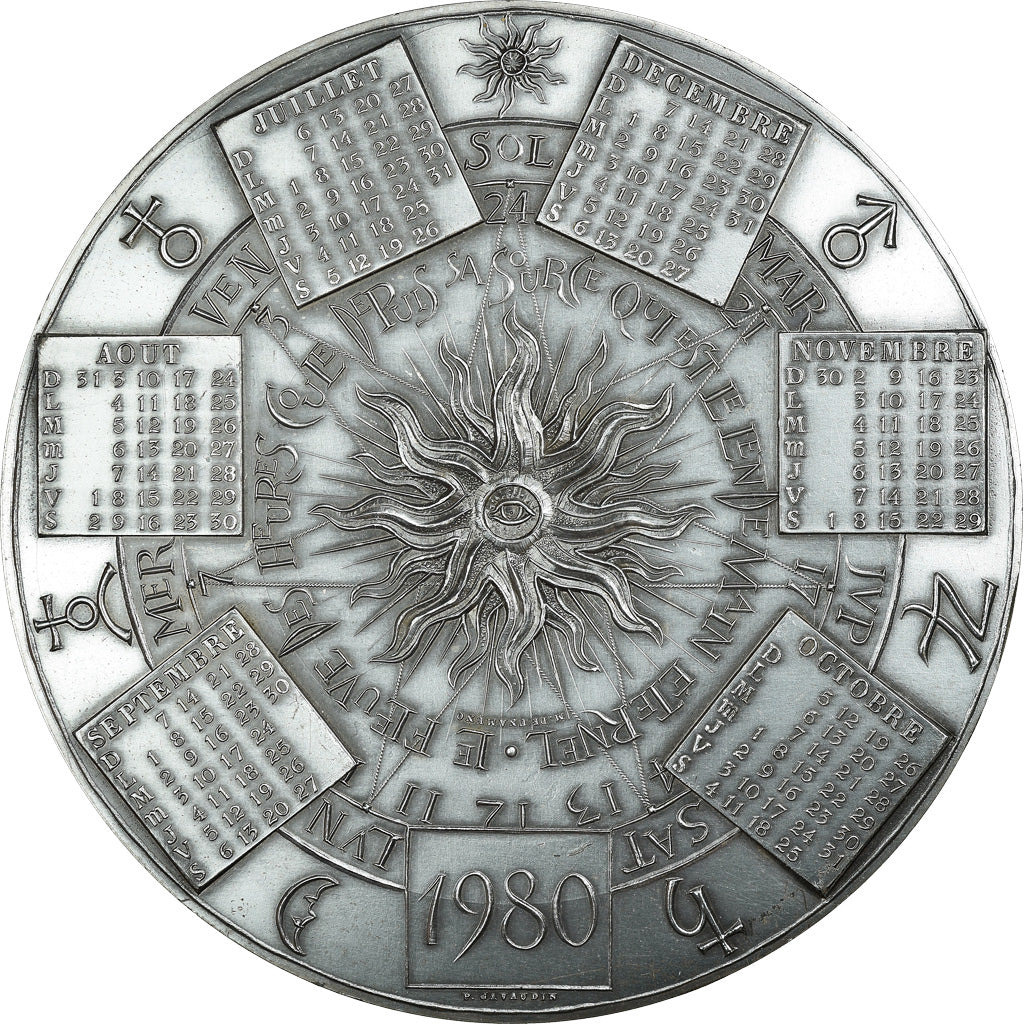 France, Medal, Calendrier, Musée de Bavière, Munich, 1980, Javaudin, MS(63)