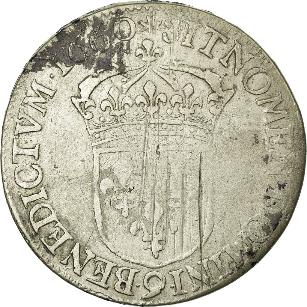 Munten, Frankrijk, Louis XIV, 1/2 Écu au buste juvénile, 1/2 Ecu, 1660