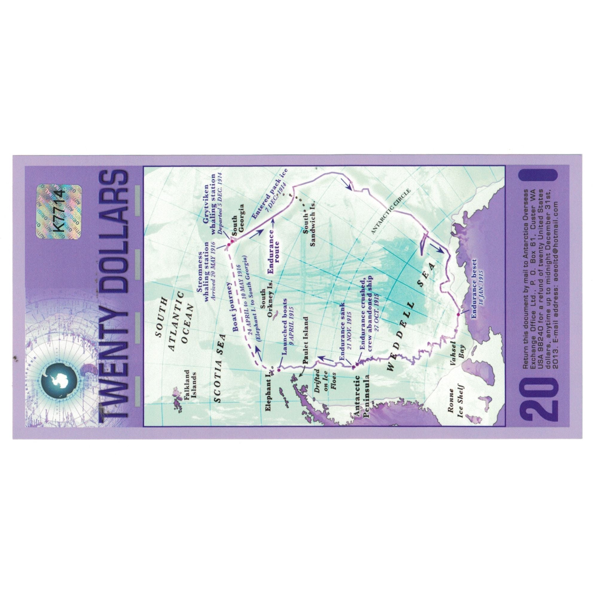 Banconote, Antartico, 20 Dollars, 2008, 2008-08-30, FDS