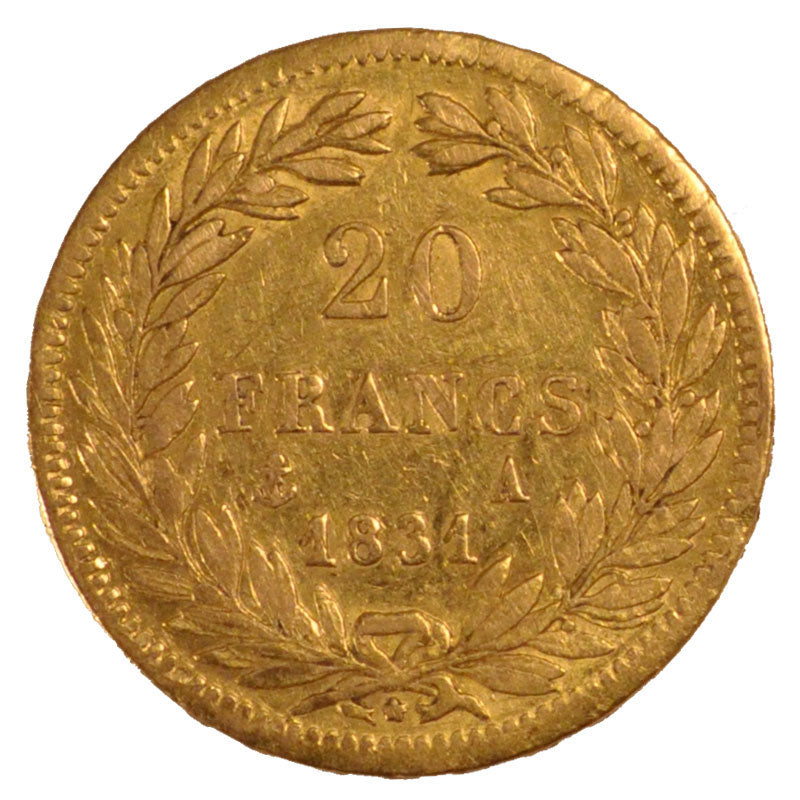 FRANCE, Louis-Philippe, 20 Francs, 1831, Paris, KM #746.1, AU(50-53), Gold,...