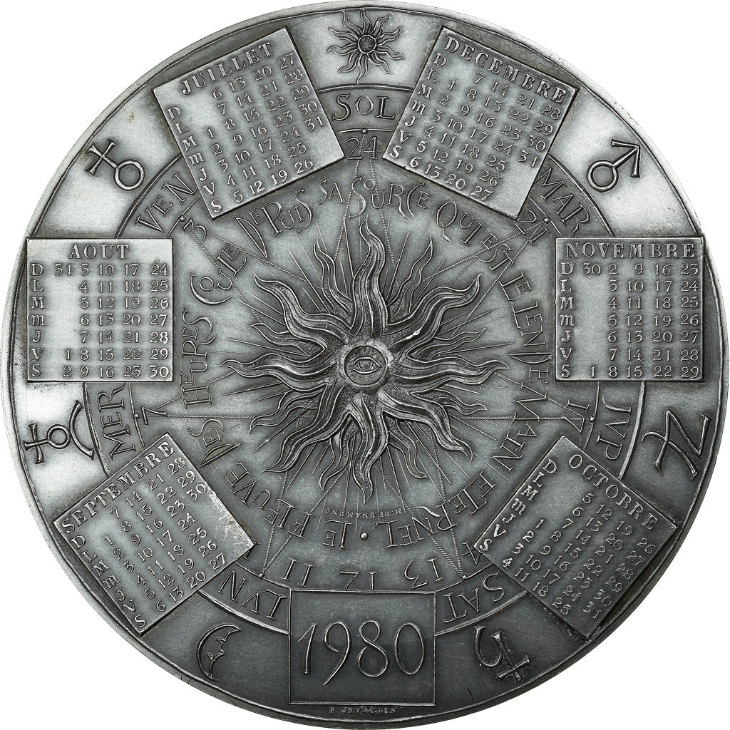 France, Medal, Calendrier, Musée de Bavière, Munich, 1980, Javaudin, MS(64)