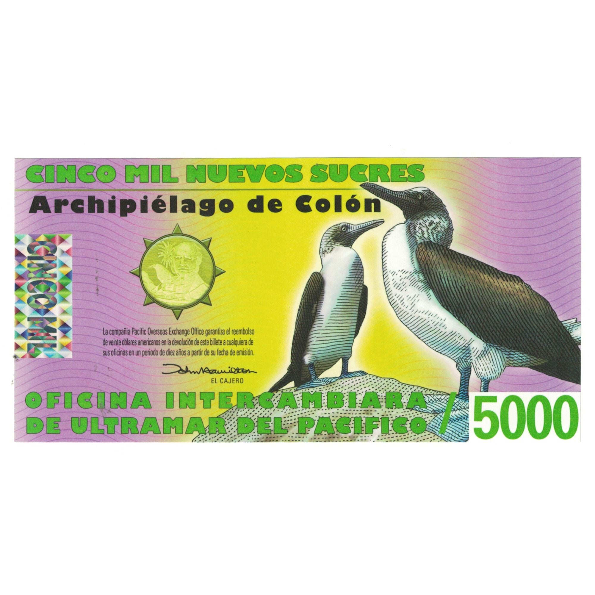 Billete, 5000 Sucres, 2011, Ecuador, 2011-09-23, ISLAS GALAPAGOS, UNC